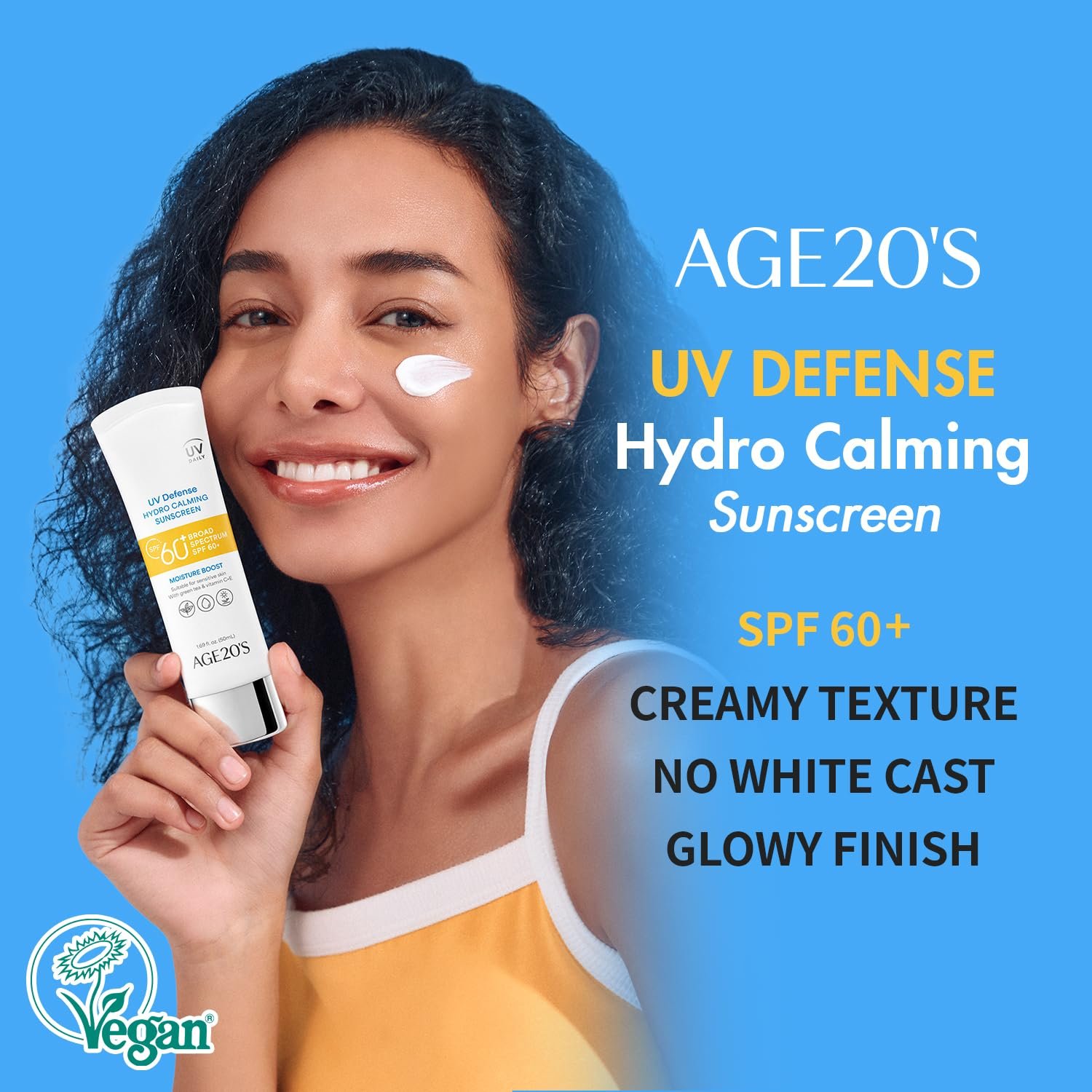 AGE20'S UV Defense Hydro Calming Sunscreen SPF 60+ | Korean Sunscreen | Moisturizing Creamy Formula, No White Cast, Lightweight Finish | Green Tea + Aloe Vera | Dermatest Excellent | 1.69 fl.oz*1 - Image 2