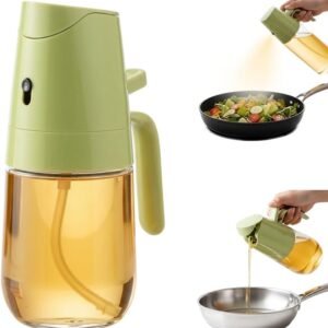 AIIONP 2 in 1 Glass Oil Sprayer & Dispenser, 2026 Premium Olive Oil Dispenser Bottle for Kitchen, Food-grade Oil Spray Bottle for Cooking, Air Fryer, Frying, BBQ (Green-300)