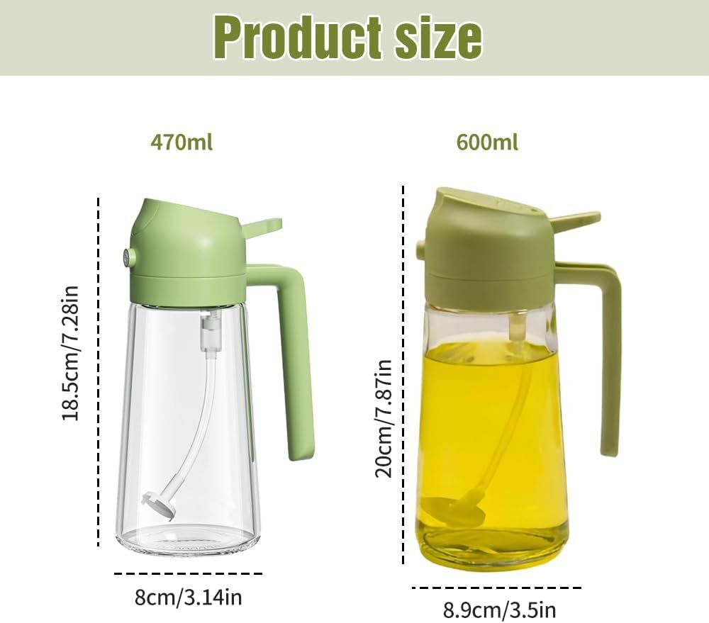 AIIONP 2 in 1 Glass Oil Sprayer & Dispenser, 2026 Premium Olive Oil Dispenser Bottle for Kitchen, Food-grade Oil Spray Bottle for Cooking, Air Fryer, Frying, BBQ (White-500ml) - Image 2