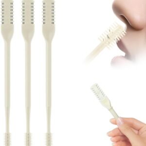 AIIONP 2026 New Nasal Hair Cutter for Women Men, Manual 360° Rotating Nostril Hair Removal Tool Double Sided Nose Hair Blade, Portable Nose Hair Removal Tool for Travel (Beige, 3pcs)