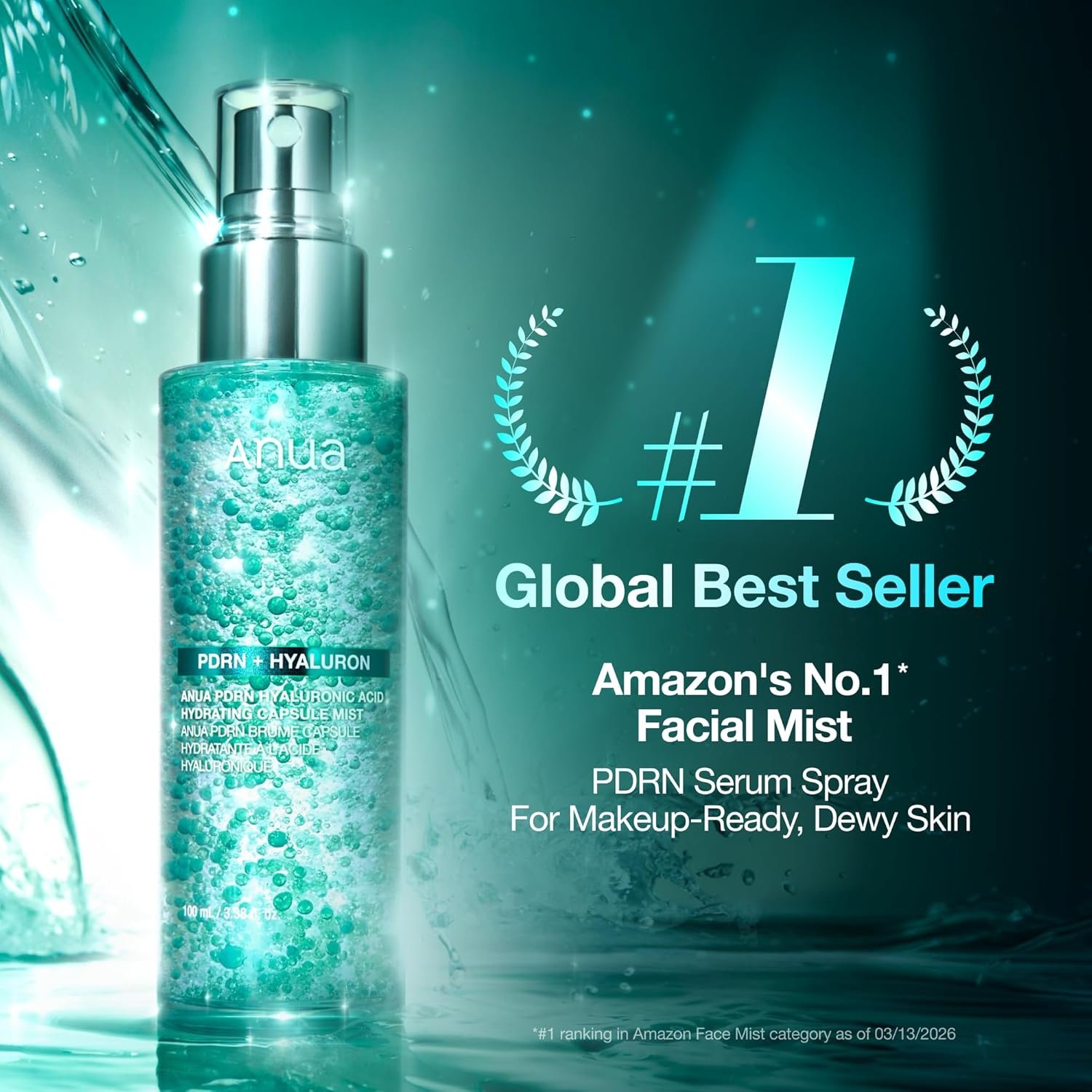 ANUA PDRN Collagen Glow Facial Serum Spray, Hydrating Face Mist, Hyaluronic Acid, dewy glass finish, All Skin Types, Instant Plumping Hydration, Firming Care, Korean Skincare, 3.38 fl oz - Image 2