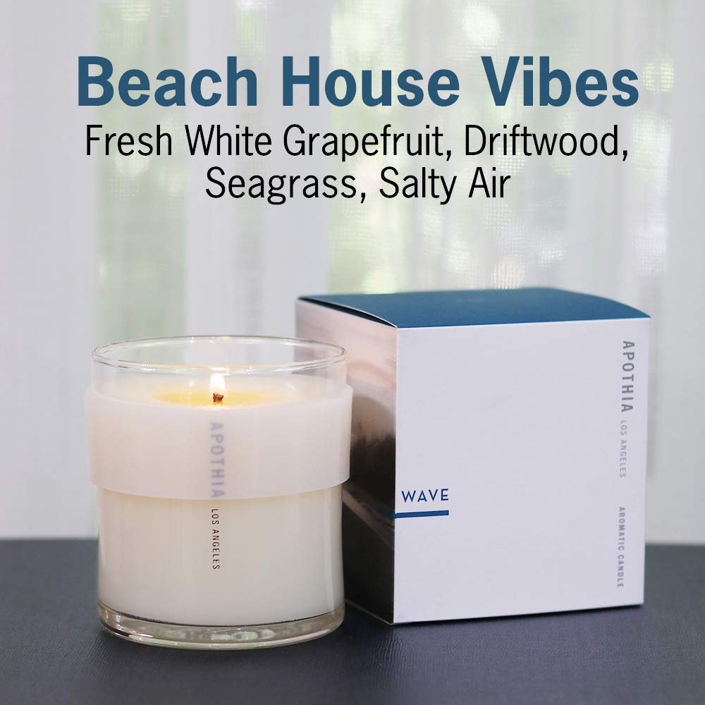 APOTHIA - Wave Candle | White Grapefruit & Salty Ozone | Award Winning Scented Candles with Premium Soy Wax Blend I 60 Hour Long Burning I 9 oz I Small Batches for Luxury Quality in Decorative Jar - Image 2