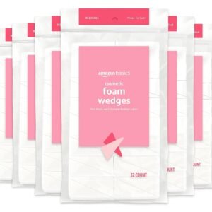 Amazon Basics Cosmetic Rectangular Foam Wedges for Makeup Application and Blending, 192 Count (6 Packs of 32), White (Previously Solimo)