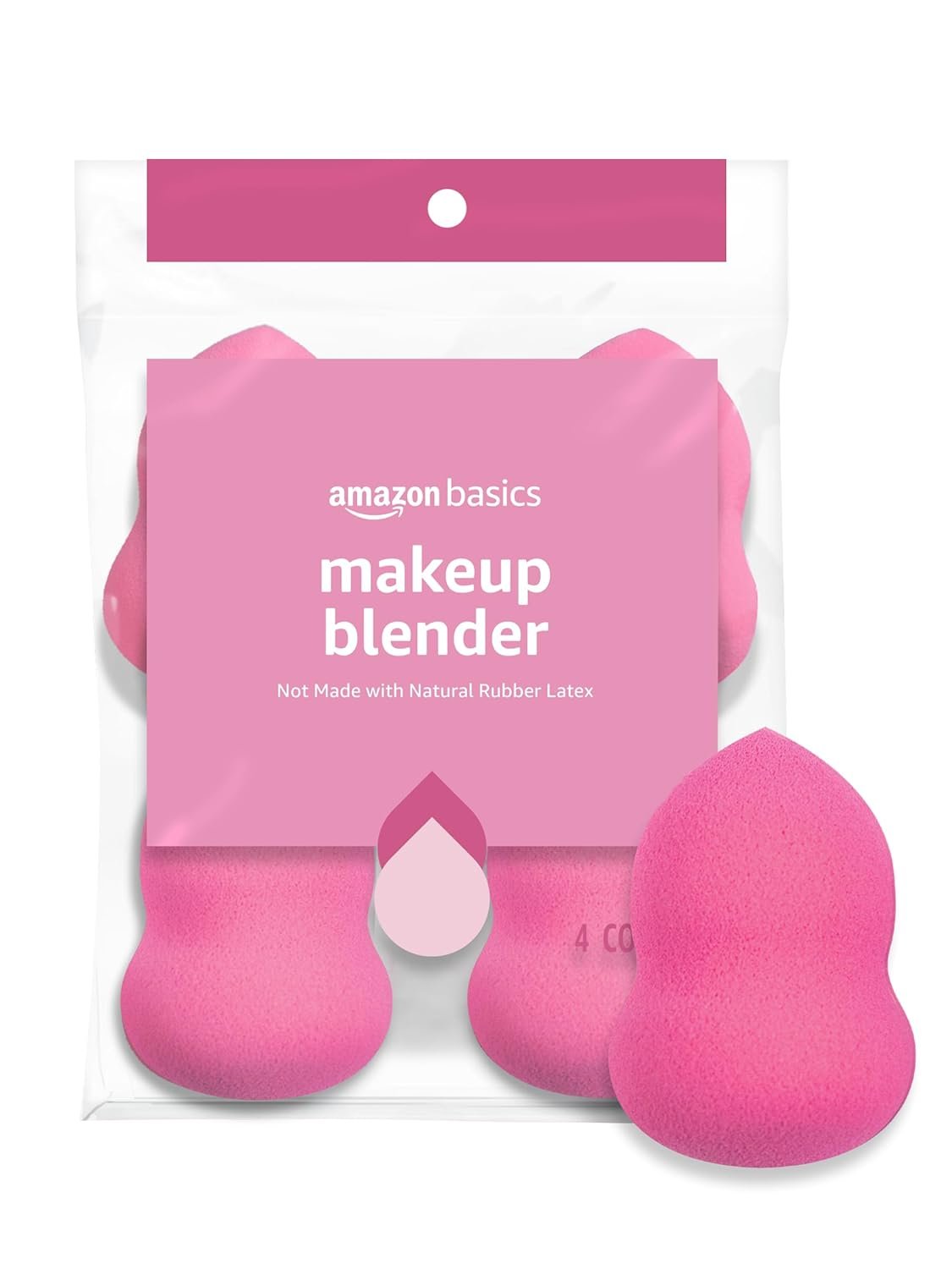 Amazon Basics Large Makeup Blender Sponges, Reusable, for Full or Sheer Coverage, 4-Pack (Previously Solimo)