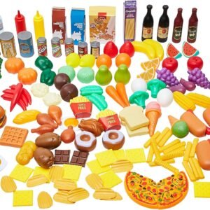 Amazon Basics Pretend Play Food Toy Set for Kids Ages 3 and Up, 150 Pieces, Multicolor