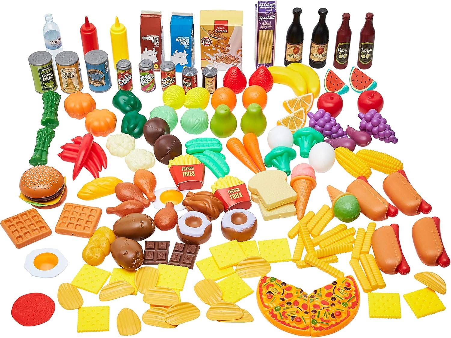 Amazon Basics Pretend Play Food Toy Set for Kids Ages 3 and Up, 150 Pieces, Multicolor