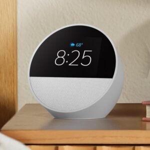 Amazon Echo Spot (newest model), Great for nightstands, offices and kitchens, Smart alarm clock, Designed for Alexa+, Glacier White