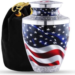 American Flag Cremation Urn – Patriotic Decorative Memorial for Adult Human Ashes, Unisex Design (UOD-DIGNITYAMERICANFLAG25L, Adult)
