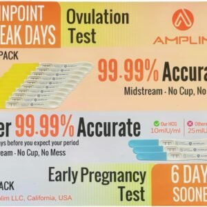 Amplim Midstream Pregnancy Test and Ovulation Tests Kit, Bulk Early Detection HCG & LH Sticks, 99.99% Accurate at Home Predictor 6 Days Early Result, Extra Sensitive Fertility Tracker for Women