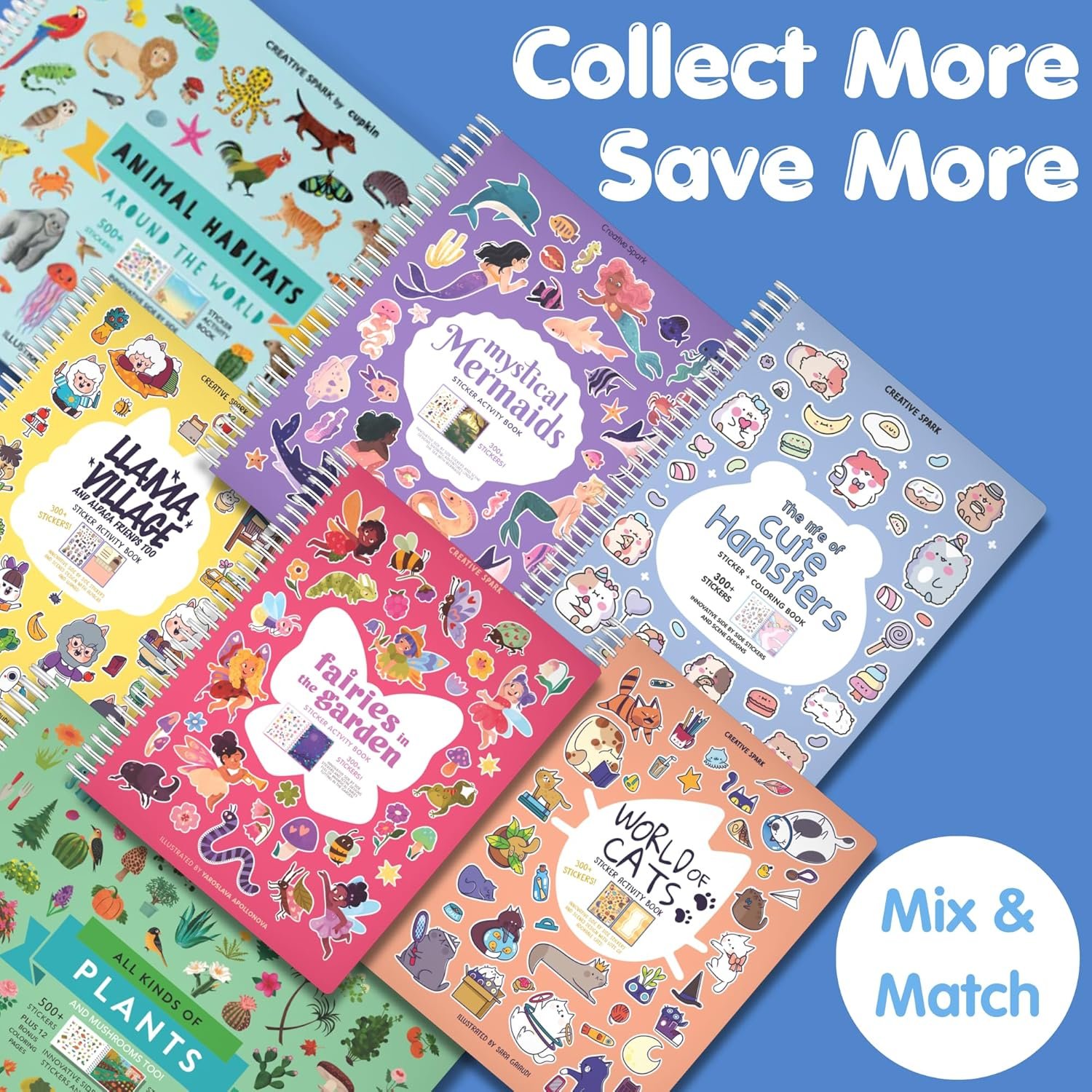 Animals Habitat 500+ Kids Sticker Book by Cupkin Toddler Airplane Travel Activity Coloring and Sticker Book, 12 Coloring Pages + 12 Scenes for Children's of 2-8 Years, Easter Gifts for Kids - Image 2