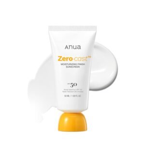 Anua, Zero-Cast Moisturizing Sunscreen SPF 50, Glow Natural Sunscreen for face, No White Cast, Hyaluronic Acid, Niacinamide, Oil-Free, Korean Skincare, 1.69 fl oz