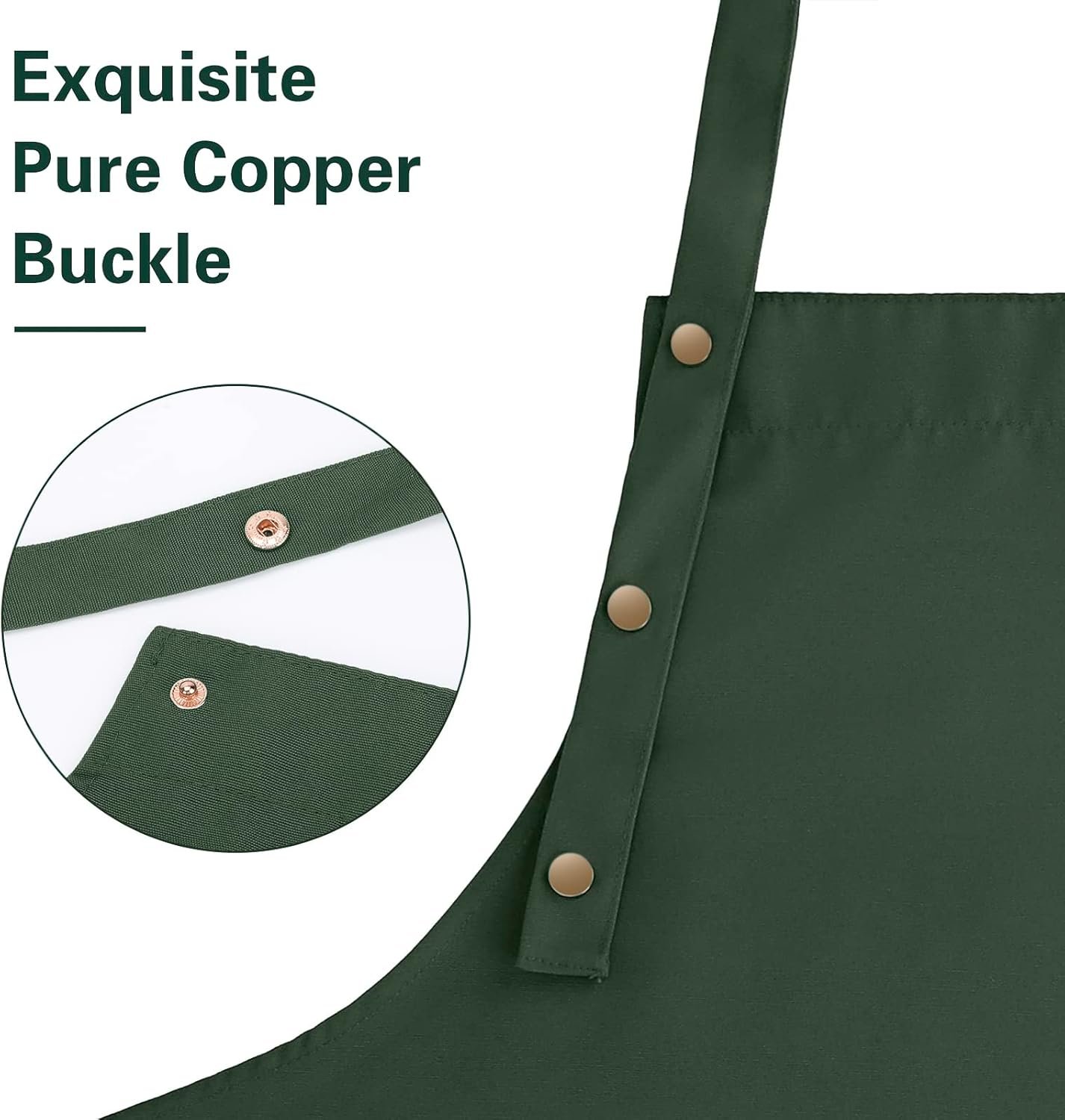 Apron for Men Women with Adjustable Straps and Large Pockets, Canvas Cotton Cooking Kitchen Chef Bib Aprons Waterproof Green - Image 2