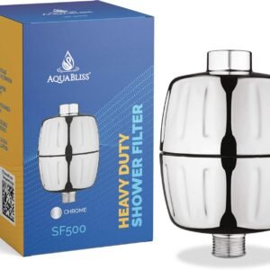 AquaBliss Heavy Duty Shower Filter – Latest Superior Advanced 30x Filtration - Universal Multi-Stage Shower Head Filter Reduces Chemicals, Chlorine & Odors - Chrome (SF500)