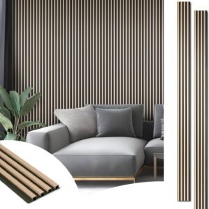 Art3d 8-Pack WPC Wood Slat Wall Panel for Interior Décor, 3D Wood Fluted Acoustic Paneling for Living Room Bedroom Home & Office Accent Wall Decor - 96 x 6 Inch Oak