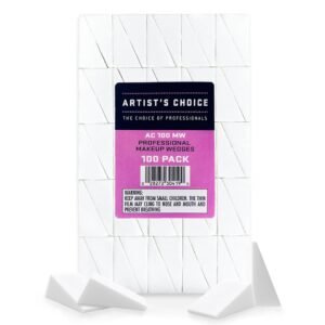 Artist's Choice 100 Pack Makeup Sponge Mini Applicator Wedges, Triangle Cosmetic Sponges for Foundation, Blush, Eye Shadow, Blending and Smoothing, Disposable, Latex Free