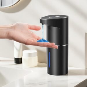 Automatic Soap Dispenser,Touchless Hand Wall Mount Rechargeable 3 Gear Adjustable Electric Soap Dispenser 350ml with Infrared Motion Sensor for Bathroom,Kitchen,Office, Black Gel