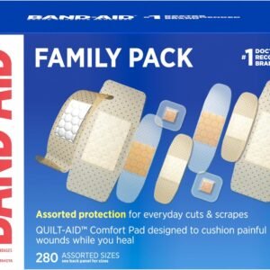 BAND-AID Brand Adhesive Bandages Family Variety Pack, Sheer & Clear Flexible Sterile Individually Wrapped Strips & Spots, First Aid Wound Care for Minor Cuts, Scrapes, Burns, 5 Sizes, 280 ct