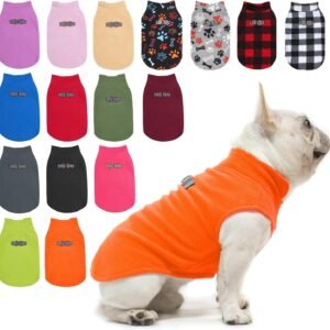 BEAUTYZOO Dog Fleece Vest Sweater Winter Jacket for Small and Medium Dogs with D-Ring Leash Cold Weather Coat Hoodie for XS S M Dogs Boy or Girls,Orange M
