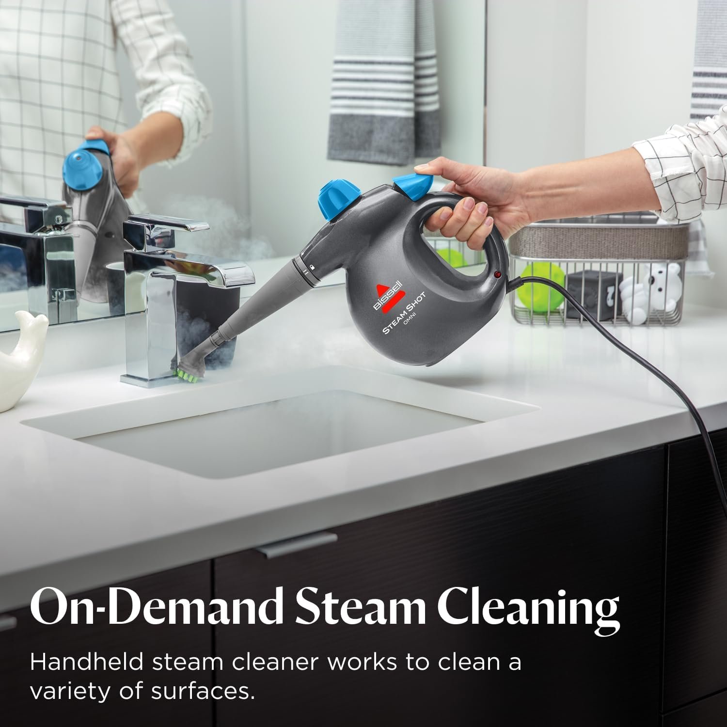 BISSELL Steam Shot Omni Pressurized Handheld Multi-Surface Natural Portable Steam Cleaner with 7 tools for tile, grout, windows, bathrooms, kitchen, auto - Image 2