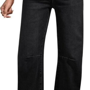 BLENCOT Women's Maternity Jeans Elastic Hight Waist Stretch Barrel Jeans Wide Leg Side Panel Pregnancy Denim Pants