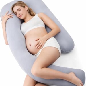 BLOOMNEST Pregnancy Pillow for Sleeping 57 Inch U-Shaped Full Body Maternity Pillow with Removable Cover All-Around Support for Back, Belly, Hips & Legs Grey