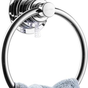 BOPai Drill Free Powerful Vacuum Suction Cup Towel Ring Shower Washcloth Hand Towel Round Holder