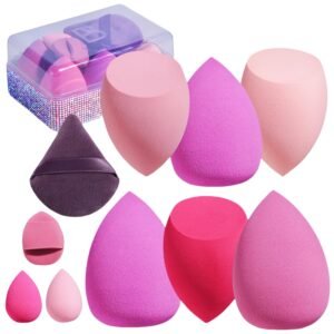 BS-MALL 10 Pcs Premium Makeup Sponges For Foundation - Makeup Blending Sponge Set With Finger & Triangle Puffs For Multi-purpose Use, Travel Essential & Daily Makeup (Diamond)