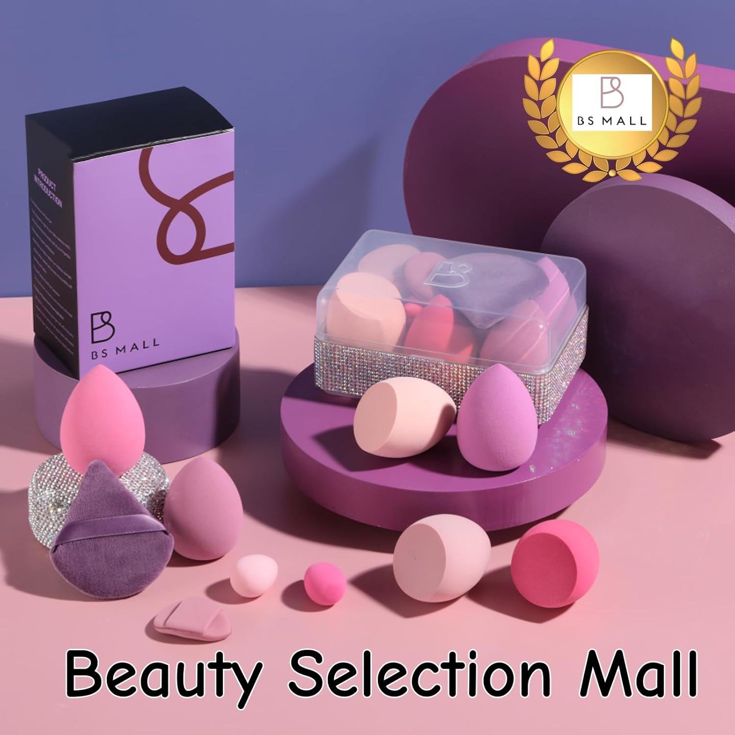 BS-MALL 10 Pcs Premium Makeup Sponges For Foundation - Makeup Blending Sponge Set With Finger & Triangle Puffs For Multi-purpose Use, Travel Essential & Daily Makeup (Diamond) - Image 2