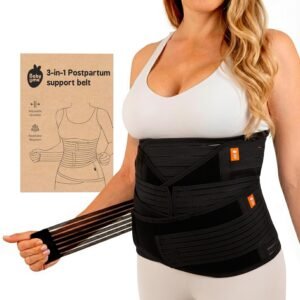 Baby Uma 3-in-1 Postpartum Belly Band - Triple Support Natural & C Section Belly Binder Post Partum, Easy On 'n Off, Lightweight & Breathable Abdominal Binder, Postpartum Essentials