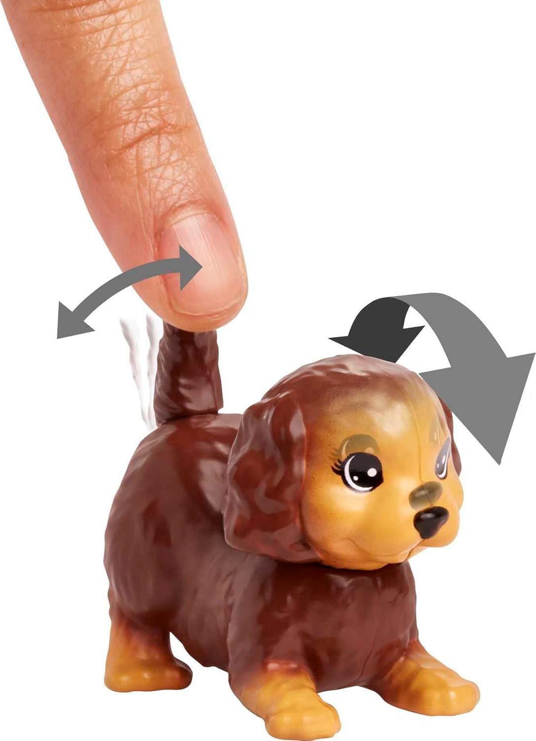 Barbie Pets and Accessories, Interactive Wagging & Nodding Puppy Playset with Pet Bed, 11 Total Animal-Themed Pieces - Image 2