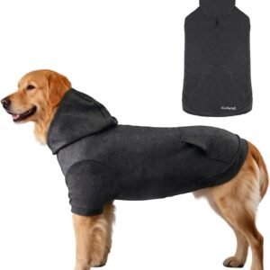 Basic Dog Hoodie Sweatshirts, Pet Clothes Hoodies Sweater with Hat and Leash Hole, Soft Cotton Outfit Coat for Large Medium Small Dogs, Dark Grey (XX-Large)
