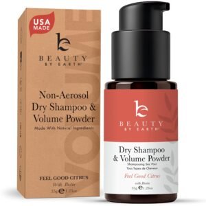 Beauty by Earth Non Aerosol Dry Shampoo Powder - Volumizing Non Toxic with Biotion, Oil-Absorbing Natural Ingredients, Made in USA