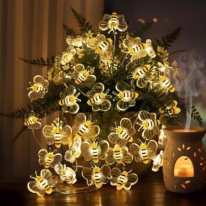 Bee Decor String Lights 10ft String Light with 30pcs Honeybee Shaped Led Bulb Battery Operated Fairy Lights for DIY Indoor Bedroom Party Wedding Patio Christmas