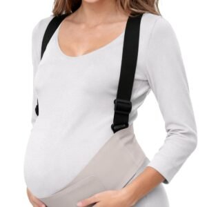 Belly Bands for Pregnant Women, Belt Pregnancy Belly Support Band Adjustable, Maternity Belt with Back Brace Straps, Pelvic Support, Comfortable, Highly Resilient (Gray-Large)