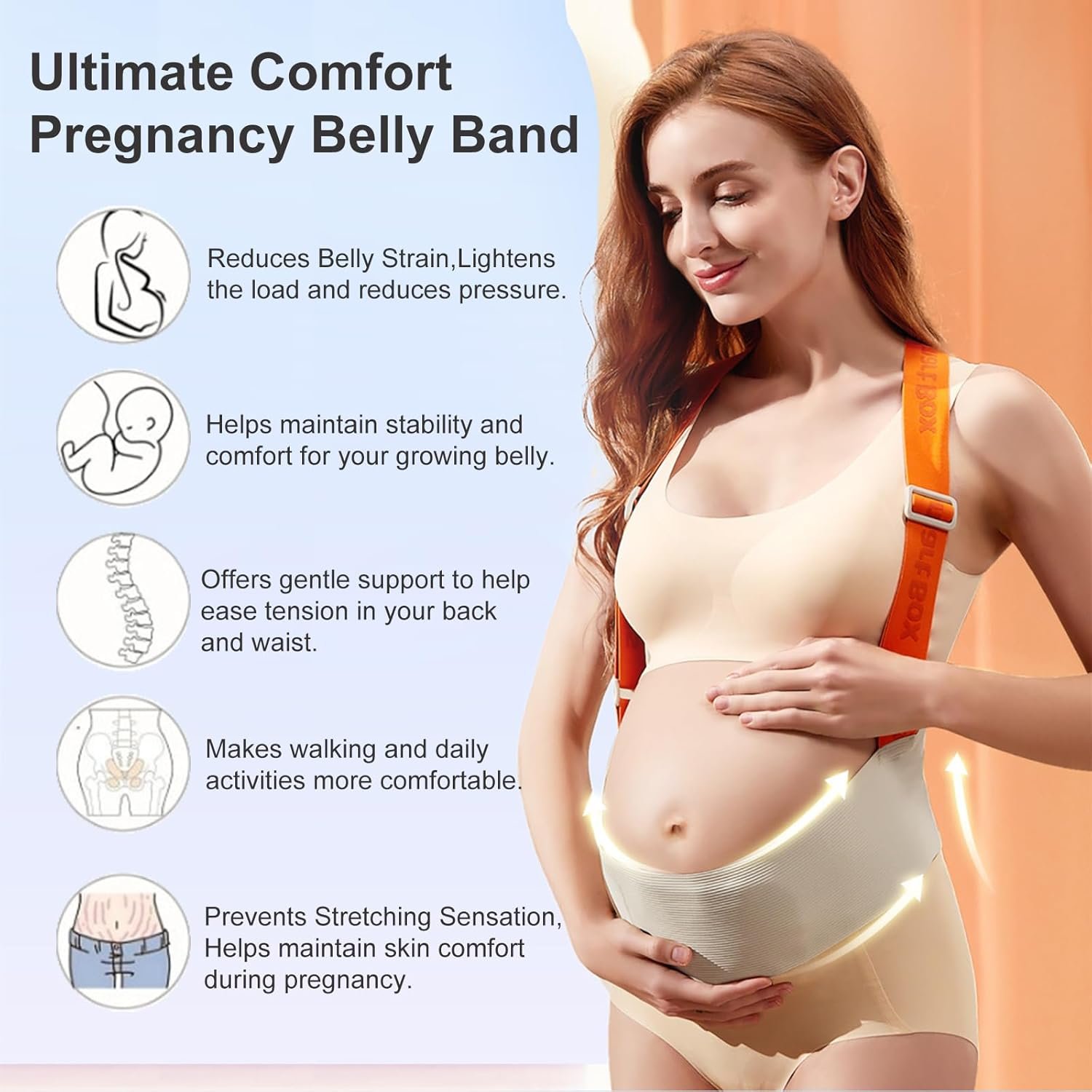 Belly Bands for Pregnant Women - Breathable Pregnancy Belly Support Belt with Adjustable Straps, Back Support, Pregnancy Waist Support Belt (Large) - Image 2