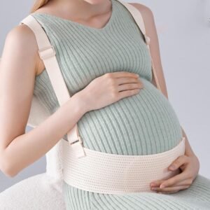 Belly Bands for Pregnant Women, Maternity Pregnancy Support Belt, Adjustable Pregnancy Belly Band, Breathable Elastic Waist Support Band with Back Brace Straps, Beige (XL)