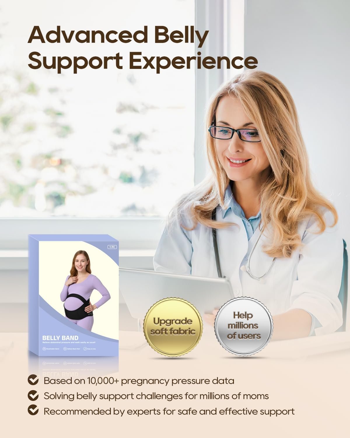 Belly Support Bands for Pregnant Women, 3 in 1 Pregnancy Belly Band to Relieve Back/Pelvic/Hip Pain, Adjustable Maternity Belt, Soft & Breathable Pregnancy Belly Support Band XL - Image 2