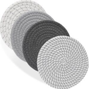 Billbotk 7" Trivets for Dishes, Pots and Pans, 4 Heat Resistant Hot Pads, Pot Holders for Kitchen, Plate Mats for Countertops, Table, Home Essentials, Farmhouse Decor