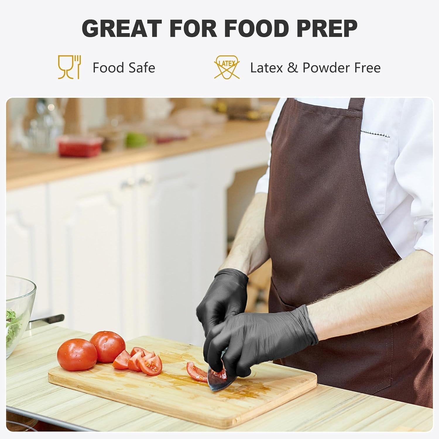 Black Vinyl Gloves, Food Grade Gloves Disposable Latex Free & Powder Free, Guantes for Cleaning Cooking Food Prep - Image 2