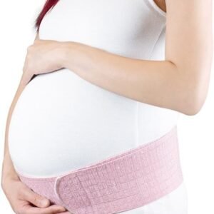 Bracoo Maternity Belt & Post Partum Waist Binder - Adjustable Belly Band for Pregnancy - Relieve Tired Muscles, Support for Prenatal and Postpartum Comfort, MS61, Pink, One Size