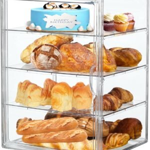 Bread Box,Large Bread Boxs for Kitchen Countertop - 4 Layers Adjustable Bread Storage Container,Clear Boxes for Kitchen Counter, Breads Box Airtight,Bread Holder,Perfect for Bagel Muffins(transparent)