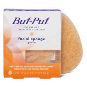 Buf-Puf Gentle Facial Sponge, Dermatologist Developed, Removes Deep Down Dirt & Makeup That Causes Breakouts and Blackheads, Reusable, Exfoliating, 1 Count