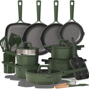 CAROTE 31PCS Pots and Pans Set, Nonstick Cookware Set Kitchen Non Stick Induction Titanium Cookware Non-toxic Granite Cooking set, PFOA Free