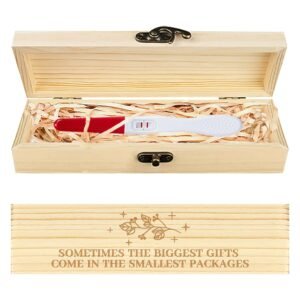 CHGCRAFT Pregnancy Test Keepsake Box Starlight Leaves Wooden Pregnancy Announcement Gifts Box with Raffia Ribbon and Lock Announcement Gifts for Dad Husband, 8x2x1.2 inch