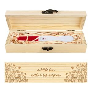 CHGCRAFT Pregnancy Test Keepsake Wildflowers and Butterflies Wooden Pregnancy Announcement Gifts Box with Raffia Ribbon and Lock Announcement Gifts for Dad Husband, 8x2x1.2inch