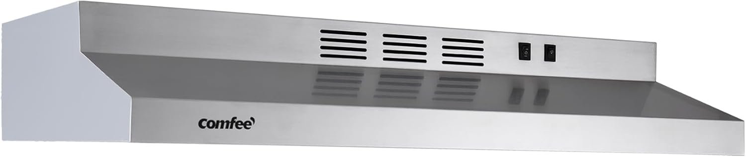 COMFEE' CVU30W2AST Range Hood 30 Inch Ducted Ductless Vent Hood Durable Stainless Steel Kitchen Hood for Under Cabinet with 2 Reusable Filter, 200 CFM, 2 Speed Exhaust Fan Silver - Image 2