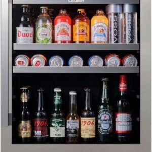 Ca'Lefort 24 Inch Beverage Refrigerator - 180 Can Beverage Fridge with 34°-54°F, Built in or Freestanding Beverage Cooler with Glass Door and 3 LED, Drink Fridge for Home/Kitchen(5.65 cu.ft)