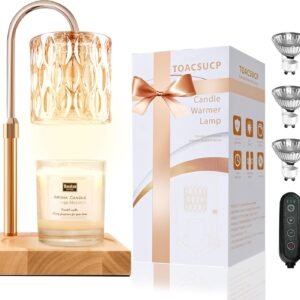 Candle Warmer Lamp with 3 Bulbs, Adjustable Height Dimmable Candle Warmer with Timer, Candle Lamp with Charming Gift Box Ribbon,Birthday Gifts for Women Mom, House Warming Gifts New Home Decor