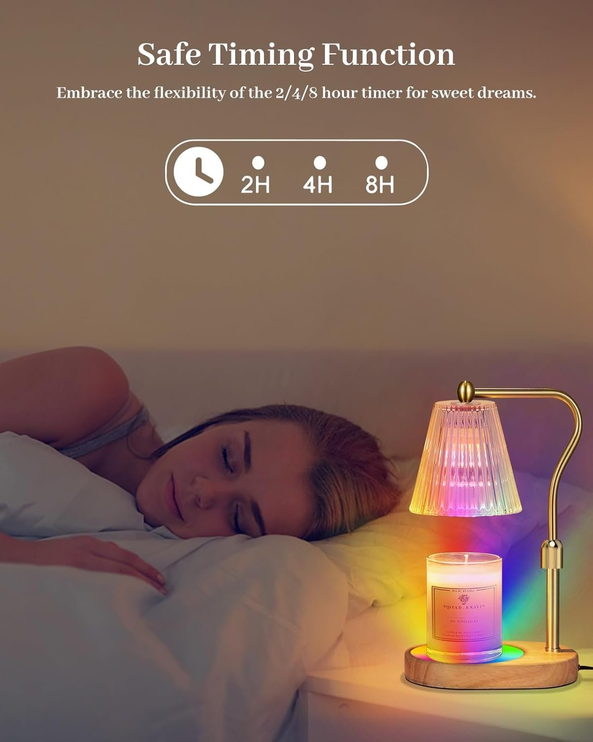 Candle Warmer Lamp with 7 LED Colors Changing,Candle Warmer with Timer Dimmer, Electric Candle Lamp with Adjustable Height Home Decor for Secented Jar Candles Christmas Gift for Mom Women - Image 2
