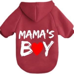 Cat Hoodies for Cats Pet Puppy Clothes Dog Hoodie Mama'Boy Printed Hooded Sweatshirt for Small Medium Size Dogs(Wine Red,L)